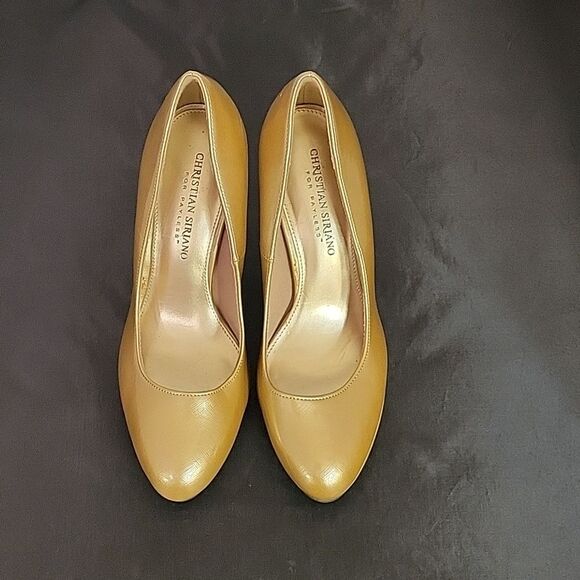 CHRISTIAN SIRIANO GOLD HIGH HEEL STILETTOS PUMP SHOES - Picture 4 of 14